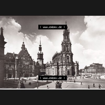 Ansichtskarte DDR Bezirk Dresden, Kreis Dresden, Stadt Dresden: Georgentor, Hofkirche und Oper, Brühlschen Terrasse (1) Sammlung