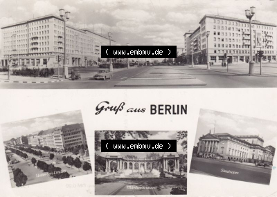 Ansichtskarte DDR Bezirk Berlin, Stadt Berlin: 1968, Gruß aus Berlin, Unter den Linden, Märchenbrunnen, Staatsoper (1) Sammlung