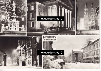 Ansichtskarte DDR Bezirk Suhl, Kreis Meiningen, Stadt Meiningen: Im Winter, Nachts (1) Sammlung