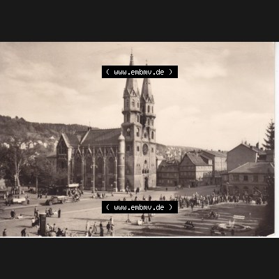 Ansichtskarte DDR Bezirk Suhl, Kreis Meiningen, Stadt Meiningen: Marktplatz mit Kirche (1) Sammlung
