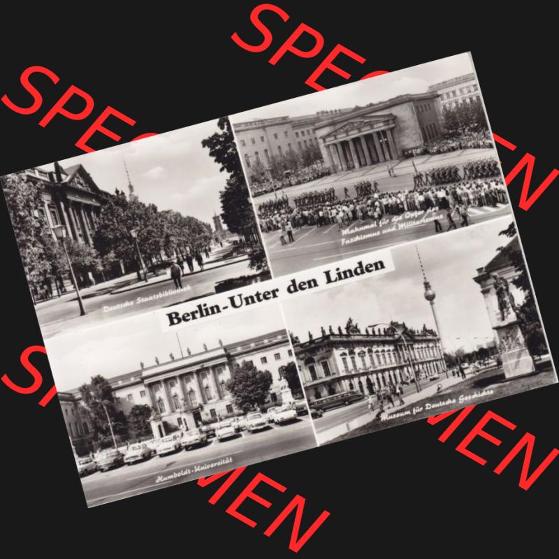 Ansichtskarte DDR Bezirk Berlin, Stadt Berlin: Unter den Linden, Deutsche Staatsbibliothek, Mahnmal, Humboldt-Universität, Museum für Deutsche Geschichte (1) Sammlung