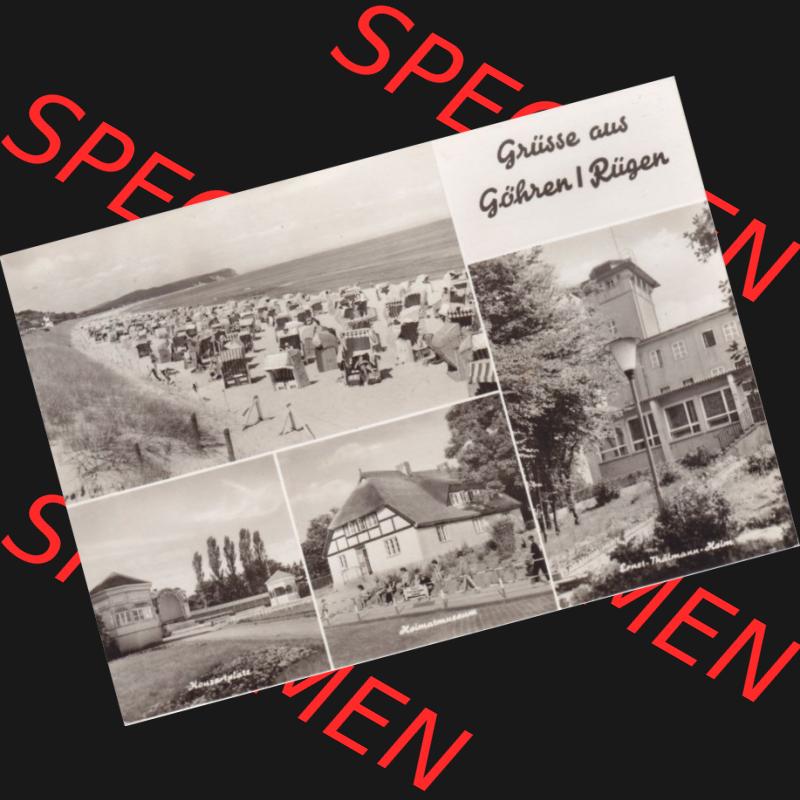 Ansichtskarte DDR Bezirk Rostock, Kreis Rügen, Ostseebad Göhren: Strand, Konzertplatz, Heimatmusuem, Ernst-Thälmann-Heim. Ansichtskarte bzw.... Sammlung