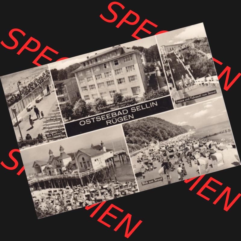 Ansichtskarte DDR Bezirk Rostock, Kreis Rügen, Ostseebad Sellin: Am Kurhaus, Erholungsheim Freundschaft, Treppe und Fahrstuhl zum Strand. Ansichtskarte bzw.... Sammlung