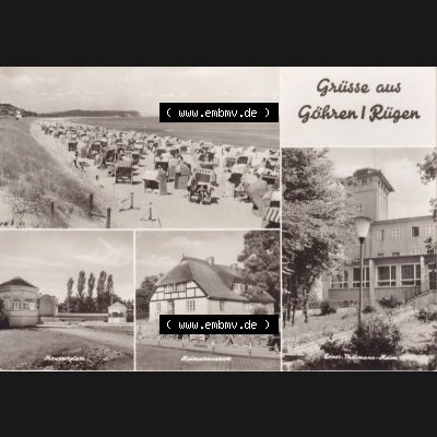 Ansichtskarte DDR Bezirk Rostock, Kreis Rügen, Ostseebad Göhren: Strand, Konzertplatz, Heimatmusuem, Ernst-Thälmann-Heim. Ansichtskarte bzw.... Sammlung