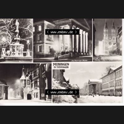 Ansichtskarte DDR Bezirk Suhl, Kreis Meiningen, Stadt Meiningen: Im Winter, Nachts (1) Sammlung