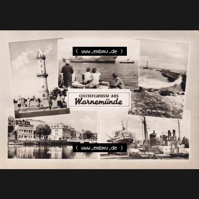 Ansichtskarte DDR Bezirk Rostock, Stadtkreis Rostock, Hansestadt Rostock, Ortsteil Seebad Warnemünde DDR, Ostseegrüsse aus Warnemünde (1) Sammlung