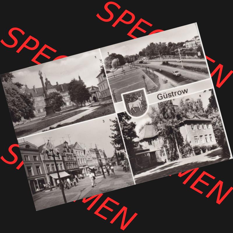 Ansichtskarte Bezirk Bezirk Schwerin, Kreis Güstrow, Stadt-Güstrow Mehrbildkarte, Blick zum Schloß, Blick zur Bleicherstraße, Mark, Sportschule... Sammlung