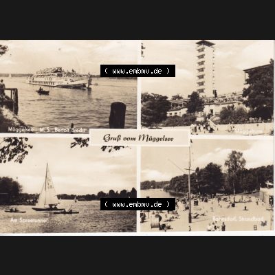 Ansichtskarte DDR Bezirk Berlin, Stadt Berlin: In s/w Schwarzweiß Postkarte Gruß vom Muggelsee, M.S. Bertolt Brecht, Am Spreetunnel, Rahnsdorf... Sammlung