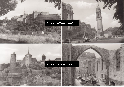 Ansichtskarte DDR Bezirk Dresden, Kreis Bautzen, Stadt Bautzen: In s/w Schwarzweiß Postkarte Reichenturm, Alte Wasserkunst, Ruine... Sammlung