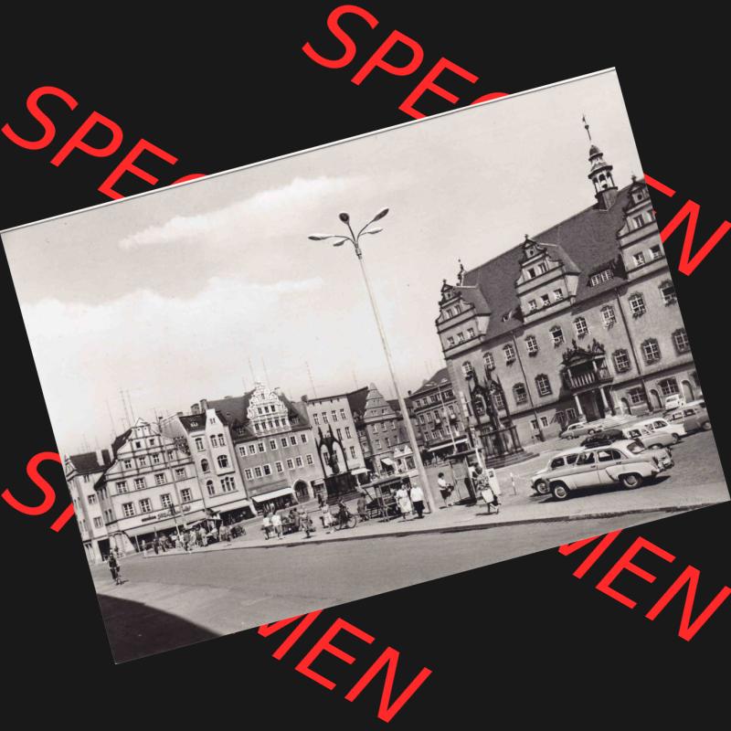 Ansichtskarte DDR Bezirk Halle, Kreis Wittenberg, Lutherstadt Wittenberg: In s/w Schwarzweiß Lutherstadt Wittenberg, Marktplatz mit Rathaus (1) Sammlung