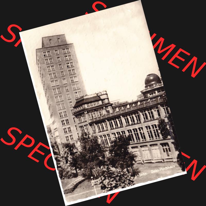 Ansichtskarte DDR Bezirk Gera, Stadtkreis Jena, Stadt Jena: In s/w Schwarzweiß Zeiss-Hochhaus (1) Sammlung