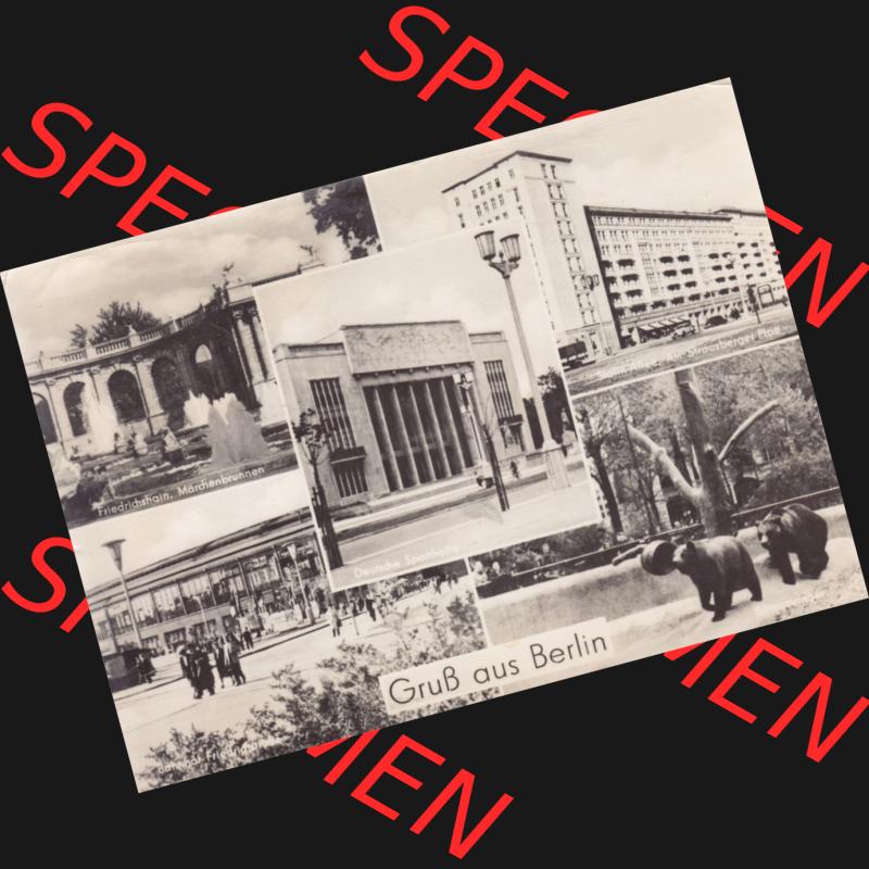 Ansichtskarte DDR Bezirk Berlin, Stadt Berlin: In s/w Schwarzweiß Postkarte 1960, Mehrbildkarte, Deutsche Sporthalle, Friedrichtshain Märchenbrunnen (1) Sammlung