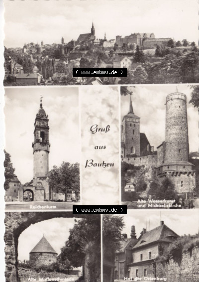 Ansichtskarte DDR Bezirk Dresden, Kreis Bautzen, Stadt Bautzen: In s/w Schwarzweiß Postkarte Gruß aus Bautzen, Reichentur, Alte... Sammlung