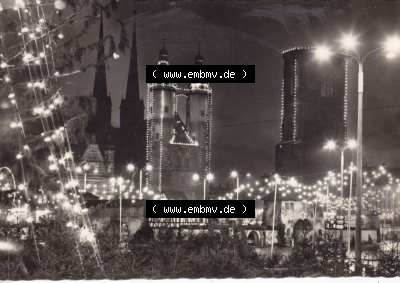 Ansichtskarte DDR Bezirk Halle, Stadtkreis Halle? Unbekannt: In s/w Schwarzweiß Weihnachtsmarkt (1) Sammlung