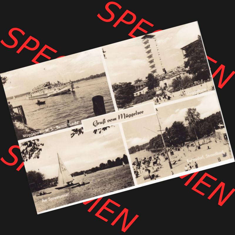 Ansichtskarte DDR Bezirk Berlin, Stadt Berlin: In s/w Schwarzweiß Postkarte Gruß vom Muggelsee, M.S. Bertolt Brecht, Am Spreetunnel, Rahnsdorf... Sammlung