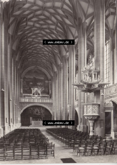 Ansichtskarte DDR Bezirk Halle, Stadtkreis Halle? Unbekannt: In s/w Schwarzweiß Inneres der Marktkirche, erbaut 1528-1554 (1) Sammlung