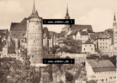 Ansichtskarte DDR Bezirk Dresden, Kreis Bautzen, Stadt Bautzen: In s/w Schwarzweiß Postkarte 1959, Blick zur Wasserkunst (1) Sammlung