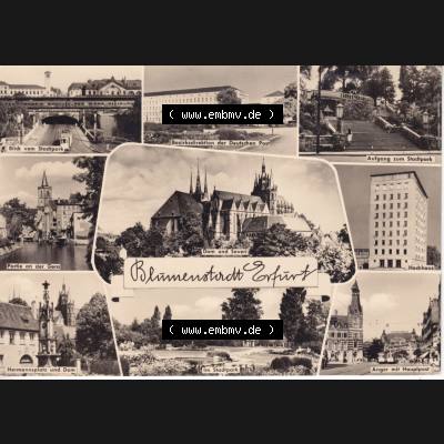 Ansichtskarte Bezirk Erfurt, Stadtkreis Erfurt, Stadt Erfurt Blumenstadt Erfurt, Blick vom Stadtpark, Aufgang zum Stadtpark, Partie an der Gera. Ansichtskarte bzw.... Sammlung