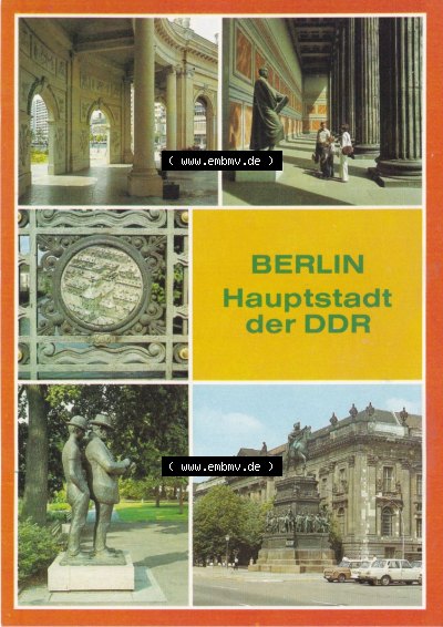 Ansichtskarte DDR Bezirk Berlin, Stadt Berlin-Mitte: Schinkel-Plastik vor dem Alten Museum (1) Sammlung