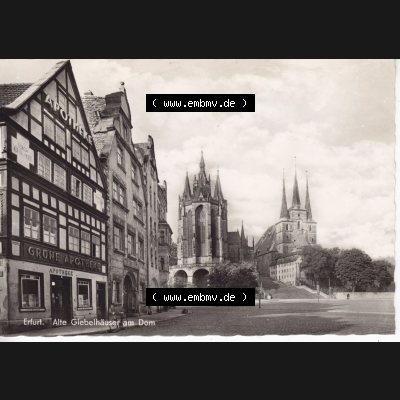Ansichtskarte Bezirk Erfurt, Stadtkreis Erfurt, Stadt Erfurt Alte Giebelhäuser am Dom. Ansichtskarte bzw. Postkarte aus DDR-Zeiten der Deutschen Demokratischen Republik von... Sammlung