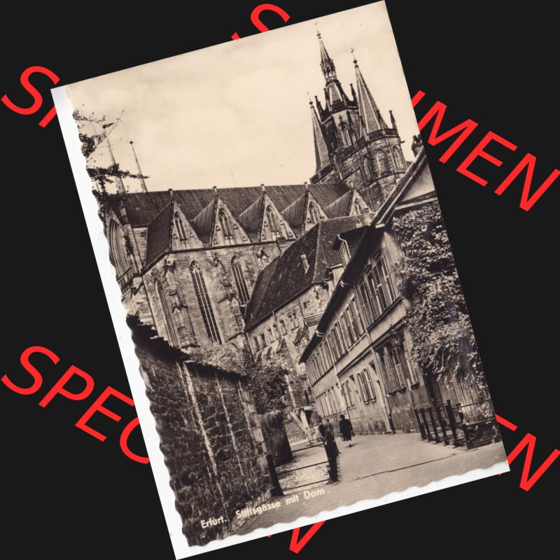 Ansichtskarte Bezirk Erfurt, Stadtkreis Erfurt, Stadt Erfurt Stiftsgasse mit Dom. Ansichtskarte bzw. Postkarte aus DDR-Zeiten der Deutschen Demokratischen Republik von Bezirk... Sammlung