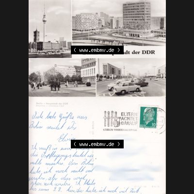 Ansichtskarte Berlin der DDR 1973, Berlin - Hauptstadt der DDR, Sonderstempel, Eltern achtet darauf, Staaatliche Versicherung der DDR. DDR Postkarte aus privater Sammlung-Konvolut... Sammlung