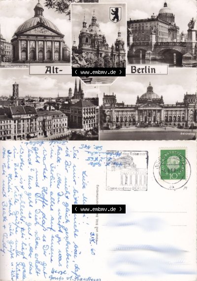 Ansichtskarte Berlin der DDR 1960, Alt-Berlin, Sonderstempel Berlin eine Reise Wert, Come and see Berlin, Brandenburger Tor. DDR... Sammlung