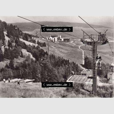 Ansichtskarte Bezirk Karl-Marx-Stadt, Landkreis Annaberg, Stadt Oberwiesenthal Sessellift zur Sprungschanze. Ansichtskarte bzw. Postkarte aus DDR-Zeiten der Deutschen Demokratischen... Sammlung