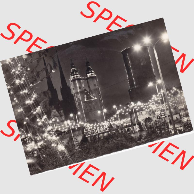 Ansichtskarte DDR Bezirk Halle, Stadtkreis Halle? Unbekannt: In s/w Schwarzweiß Weihnachtsmarkt (1) Sammlung