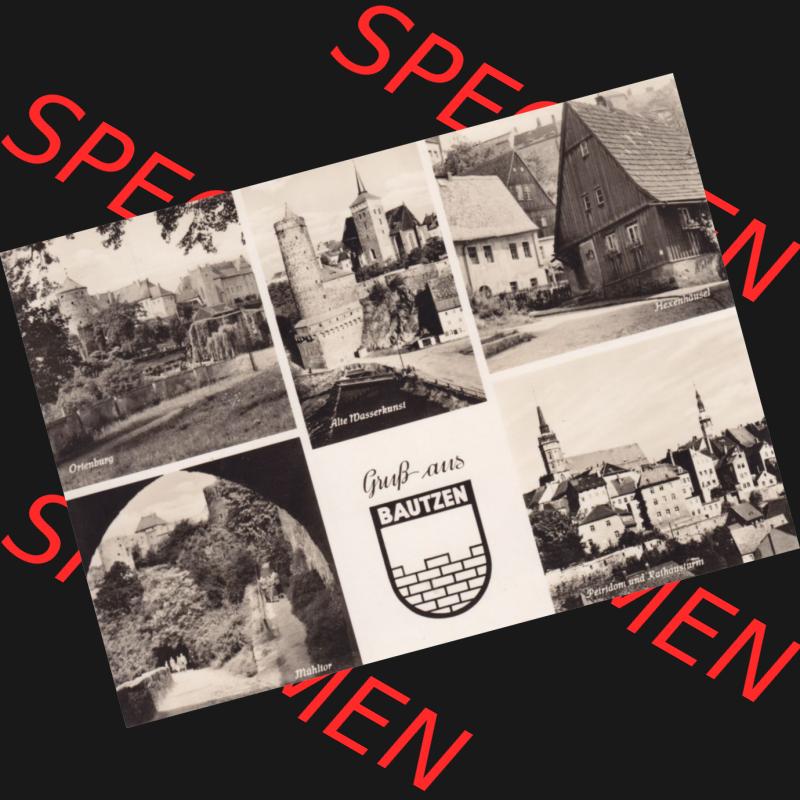 Ansichtskarte DDR Bezirk Dresden, Kreis Bautzen, Stadt Bautzen: In s/w Schwarzweiß Postkarte Ortenburg, Alte Wasserkunst, Hexenhäusl, Mühltor,... Sammlung