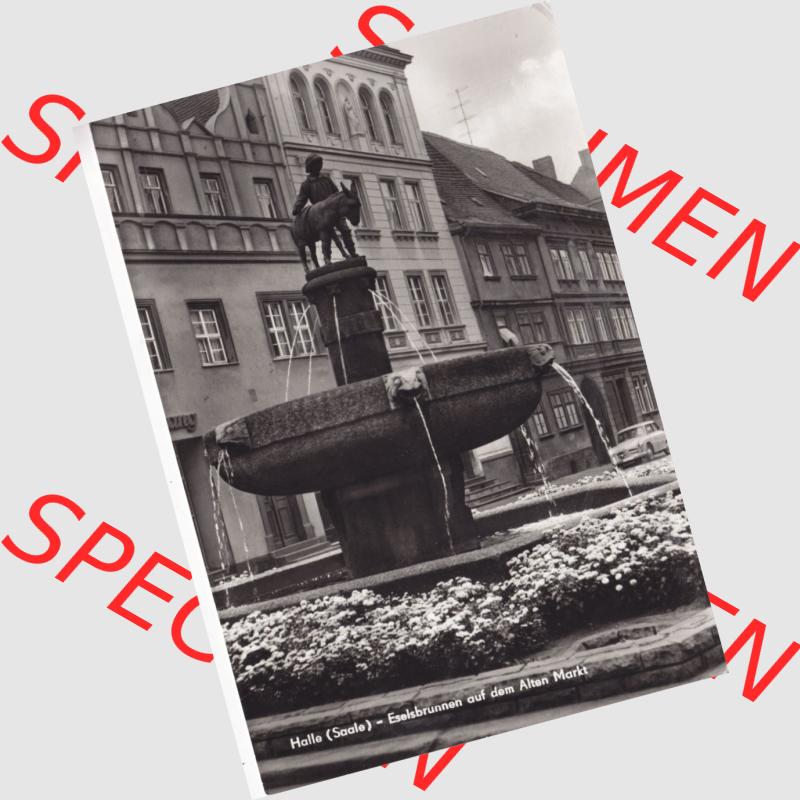 Ansichtskarte DDR Bezirk Halle, Stadtkreis Halle? Unbekannt: In s/w Schwarzweiß Eselsbrunnen auf dem Alten Markt (1) Sammlung