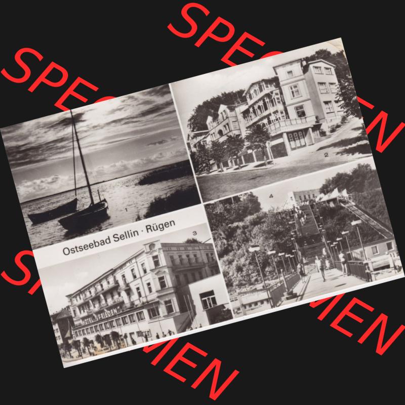 Ansichtskarte DDR Bezirk Rostock, Kreis Rügen, Ostseebad Sellin: Am Bodden, Erholungsheim, Hotel Frieden, Treppe zum Strand. Ansichtskarte bzw. Postkarte... Sammlung