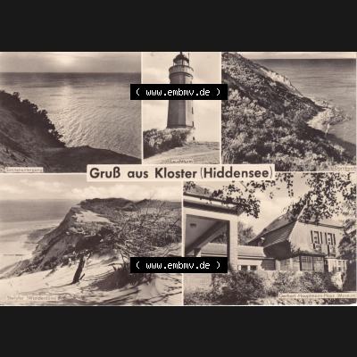 Ansichtskarte DDR Bezirk Rostock, Kreis Rügen, Insel Hiddensee, DDR, Gruß aus Kloster Hiddensee. s/w - schwarzweiß Ansichtskarte bzw. Postkarte... Sammlung