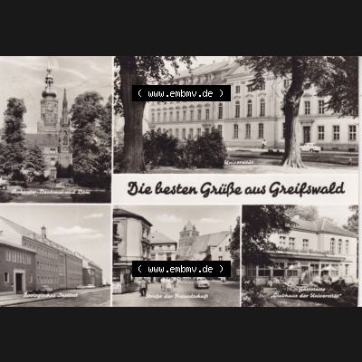 Ansichtskarte DDR Bezirk Rostock, Kreis Greifswald unsortiert Rubenow-Denkmal, Universität, Zoologisches Institut, Straße der Freundschaft. Ansichtskarte bzw.... Sammlung
