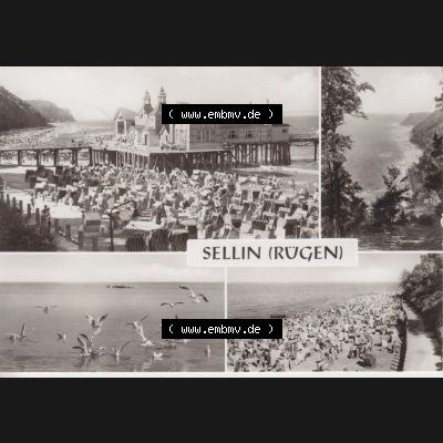Ansichtskarte DDR Bezirk Rostock, Kreis Rügen, Ostseebad Sellin: Blick von der Waldhalle, Badestrand. Ansichtskarte bzw. Postkarte aus DDR-Zeiten der Deutschen... Sammlung