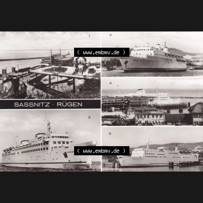 Ansichtskarte DDR Bezirk Rostock, Kreis Rügen, Stadt Sassnitz Fährhafen, Fährschiffe Warnemünde, Fährschiff Saßnitz, Treileborg, Schwedenfähre... Sammlung