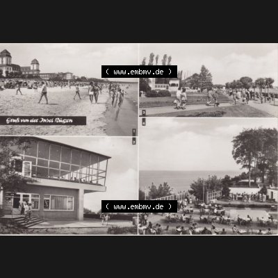 Ansichtskarte DDR Bezirk Rostock, Kreis Rügen, Insel Rügen allgemein, Gruß von der Insel Rügen mit Binz, Baabe, Göhren und Sellin, Mehrbildkarte.... Sammlung
