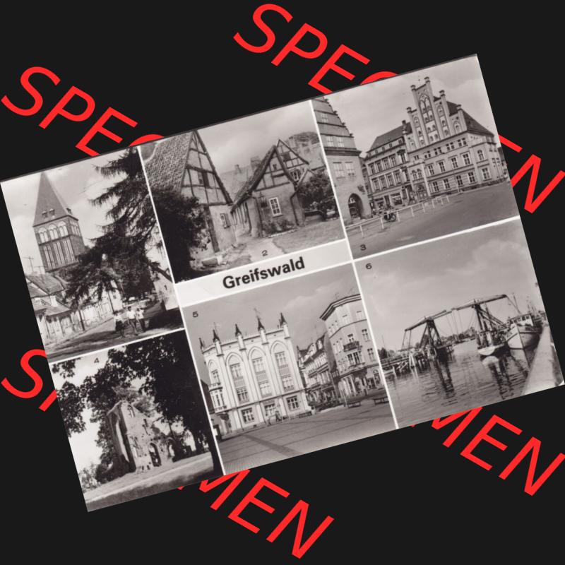 Ansichtskarte DDR Bezirk Rostock, Kreis Greifswald unsortiert Jakobikirche in der Domstraße, St. Spiritus, Fischmarkt, Klosterruine im Ortsteil Eldena. Ansichtskarte... Sammlung