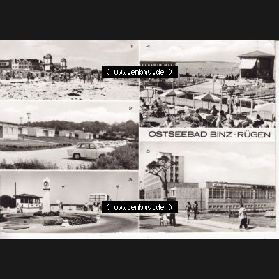 Alte Ansichtskarte DDR Bezirk Rostock, Kreis Rügen, Ostseebad Binz, 1982 Mehrbildkarte Binz auf Rügen mir Kurhaus, Urlauberdorf, Weg zum Strand, FDGB-Erholungsheim... Sammlung