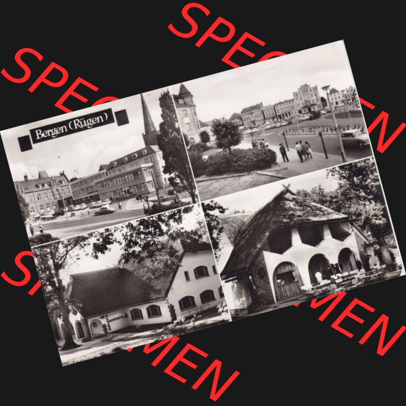 Ansichtskarte DDR Bezirk Rostock, Kreis Rügen, Stadt Bergen auf Rügen Karl-Marx-Platz, Rugard-Gaststätte. Ansichtskarte bzw. Postkarte aus DDR-Zeiten der... Sammlung