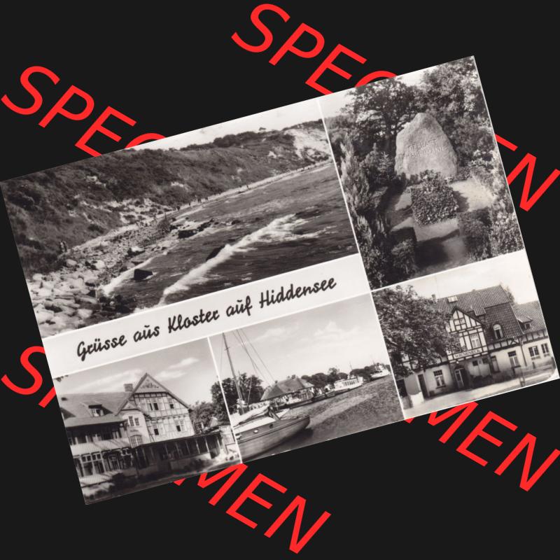 Ansichtskarte DDR Bezirk Rostock, Kreis Rügen, Insel Hiddensee, DDR, Hiddensee, Grabstätte Herhart Hauptmann, Wieseneck. s/w - schwarzweiß... Sammlung