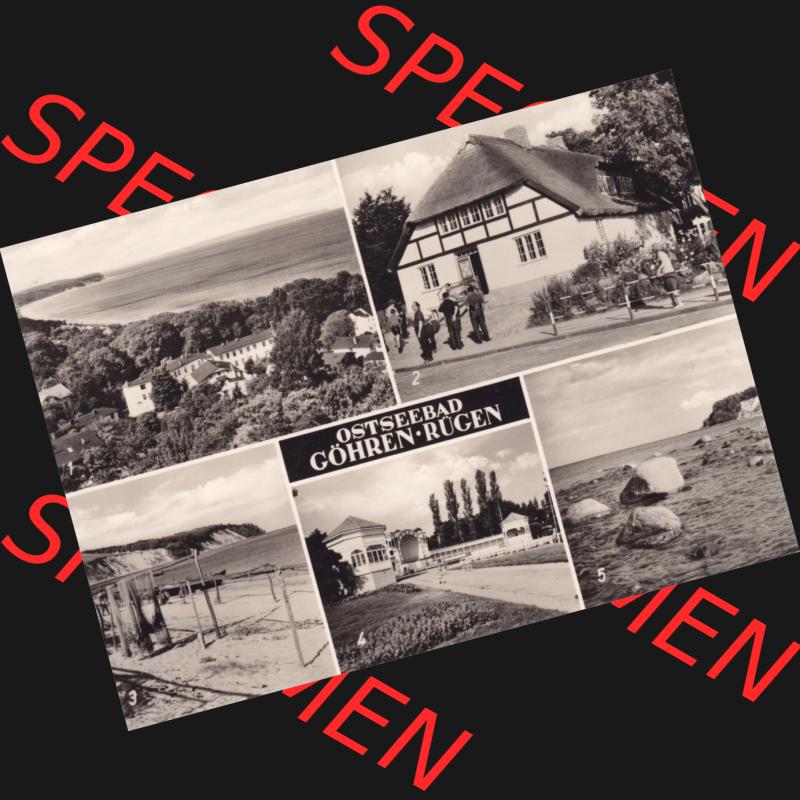 Ansichtskarte DDR Bezirk Rostock, Kreis Rügen, Ostseebad Göhren: Teilansicht Göhren, Heimatstube, Südstrand, Konzertplatz, Steilküste.... Sammlung