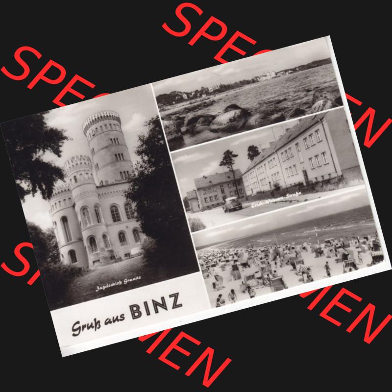 Ansichtskarte DDR Bezirk Rostock, Kreis Rügen, Ostseebad Binz, Gruß aus Binz, Jagdschloss Granitz. Ansichtskarte bzw. Postkarte in s/w - schwarzweiß... Sammlung