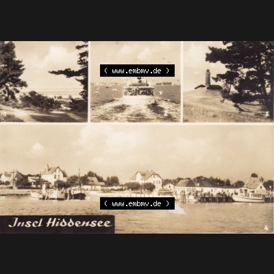 Ansichtskarte DDR Bezirk Rostock, Kreis Rügen, Insel Hiddensee, DDR, Insel Hiddensee, Blick vom Dornbusch, Fahrt nach Hiddensee, Leuchtturm, Hafen Vitte.... Sammlung