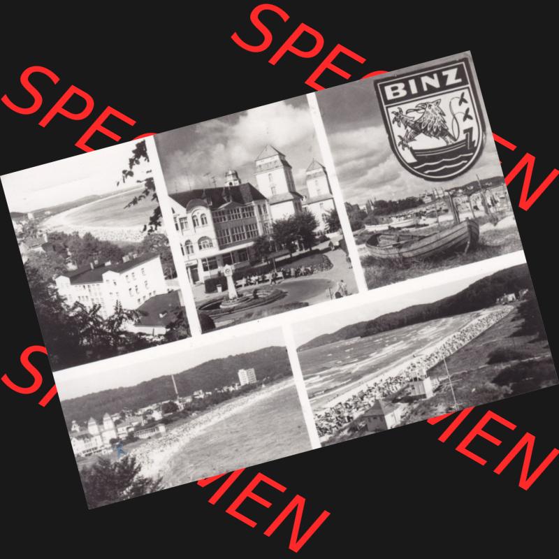 Alte Ansichtskarte DDR Bezirk Rostock, Kreis Rügen, Ostseebad Binz, Binz auf Inselrügen der DDR, Binzer Wappen. Ansichtskarte bzw. Postkarte in s/w -... Sammlung