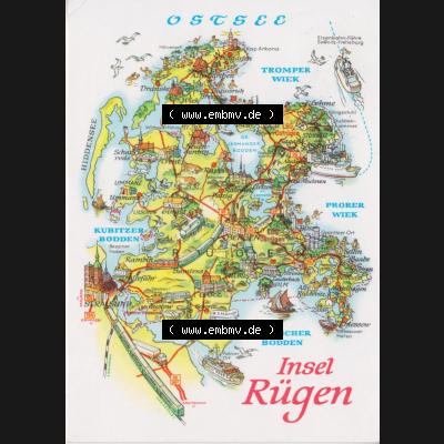 Ansichtskarte DDR Bezirk Rostock, Kreis Rügen, Insel Rügen allgemein, 1978, Karte der Insel Rügen an der Ostsee, Gelaufen mit Stempel von Stralsund am 11.07.78.... Sammlung