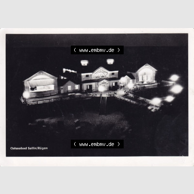 Ansichtskarte DDR Bezirk Rostock, Kreis Rügen, Ostseebad Sellin: Sellin, Seebrücke bei Nacht, Photo-Spezialhaus Knospe. Ansichtskarte bzw. Postkarte... Sammlung