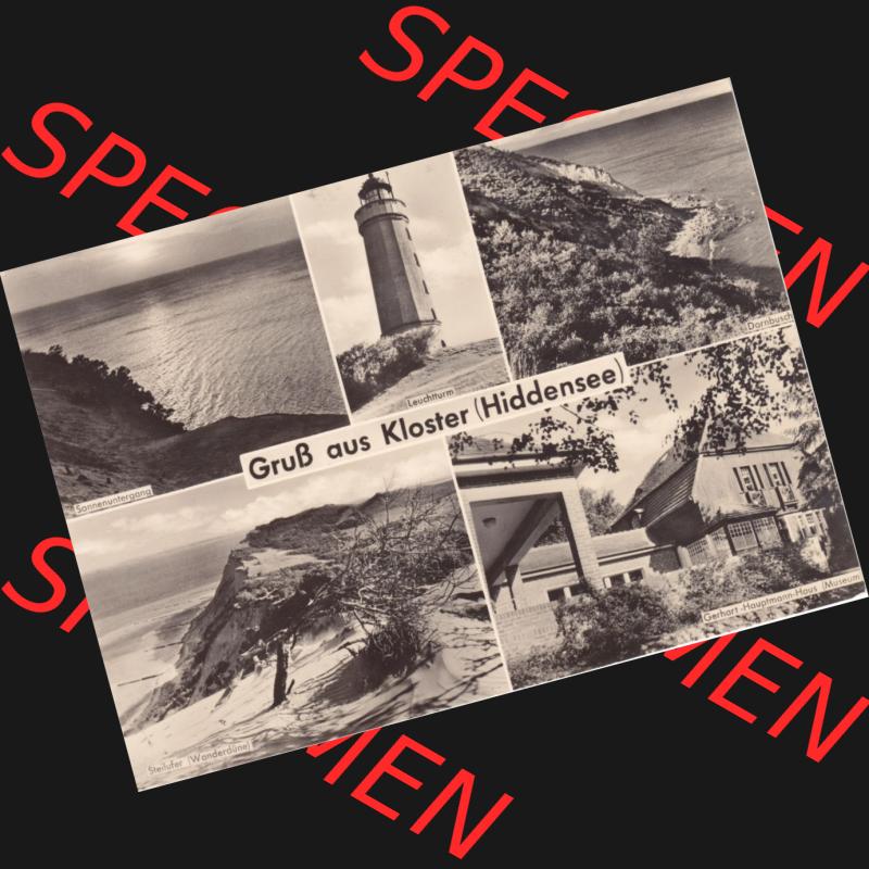 Ansichtskarte DDR Bezirk Rostock, Kreis Rügen, Insel Hiddensee, DDR, Gruß aus Kloster Hiddensee. s/w - schwarzweiß Ansichtskarte bzw. Postkarte... Sammlung