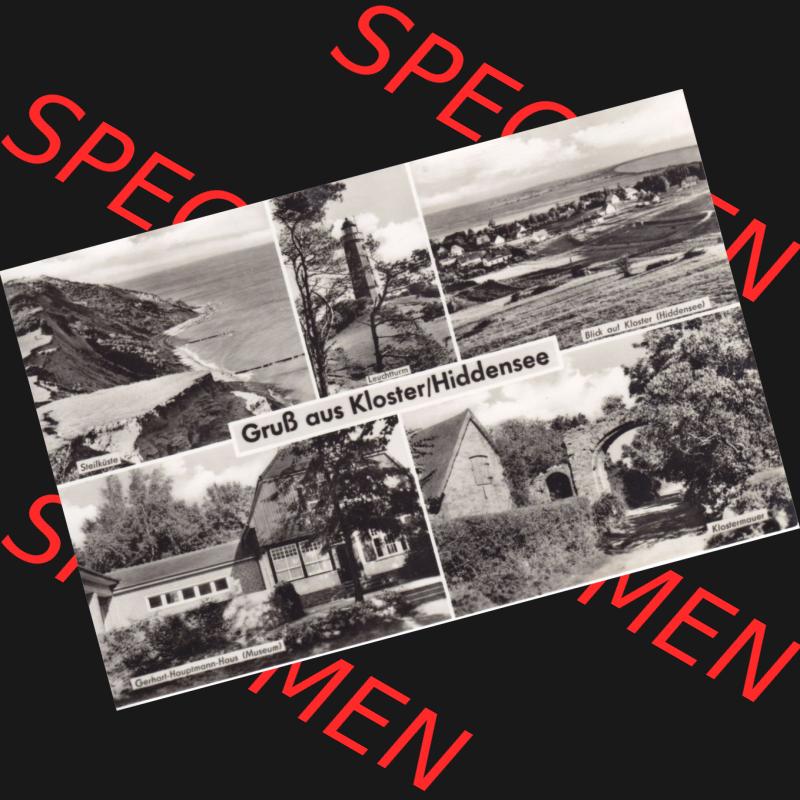 Ansichtskarte DDR Bezirk Rostock, Kreis Rügen, Insel Hiddensee, DDR, Gruß aus Kloster-Hiddensee. s/w - schwarzweiß Ansichtskarte bzw. Postkarte... Sammlung