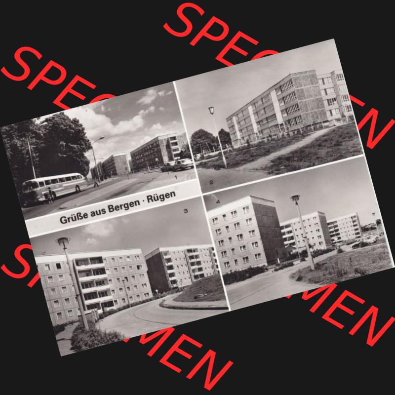 Ansichtskarte DDR Bezirk Rostock, Kreis Rügen, Stadt Bergen auf Rügen Bergen-Süd Omni-Bushaltestelle, Oberschule Werner Seelenbinder. Ansichtskarte bzw. Postkarte... Sammlung